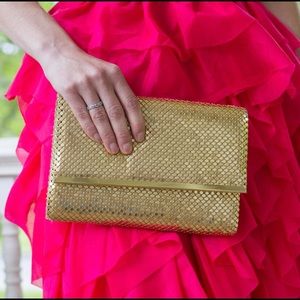 Vintage Gold Clutch with Long Gold Chain
